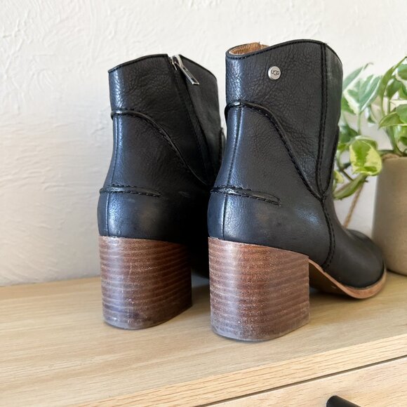 UGG | Annie Ankle Block Heel Boot in Black and Brown Women's 8.5 - Picture 4 of 8